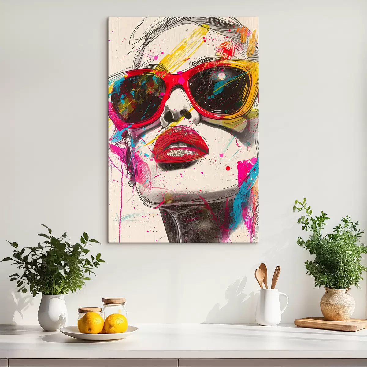 murales de pared chica con gafas s39204
