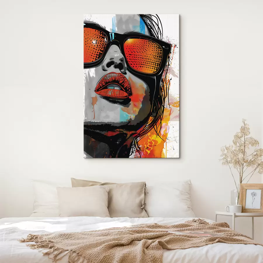 murales de pared Chica con gafas en estilo pop art s39205