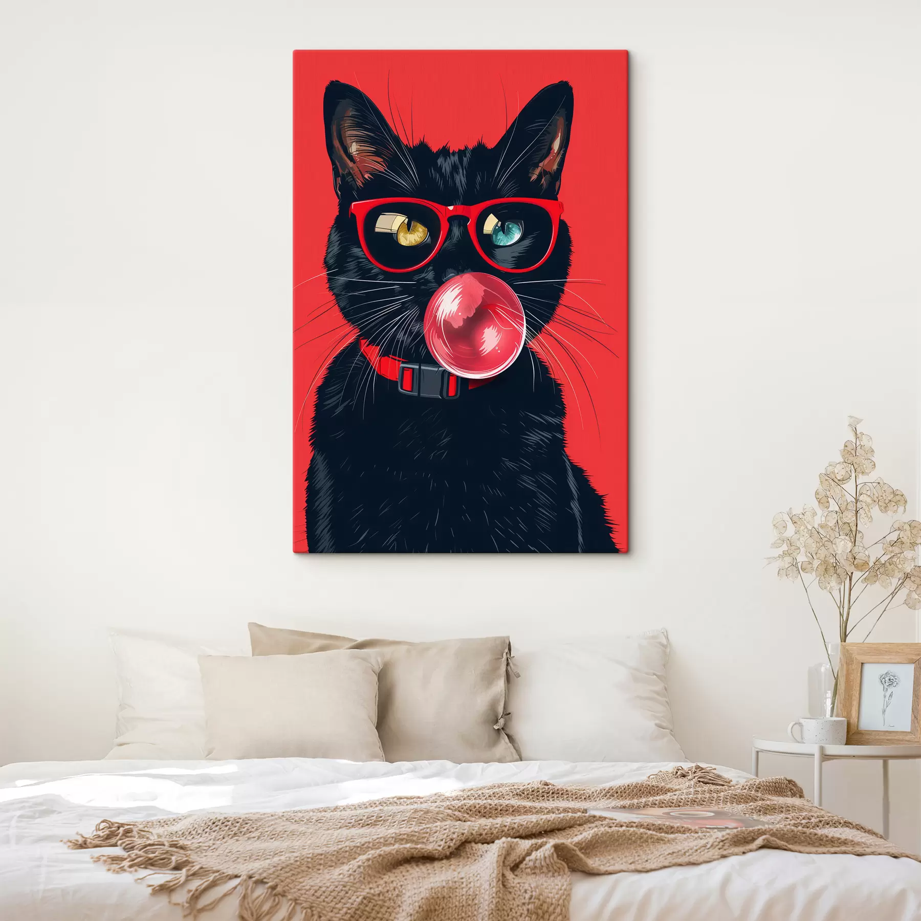 murales de pared Gato negro con gafas s39224