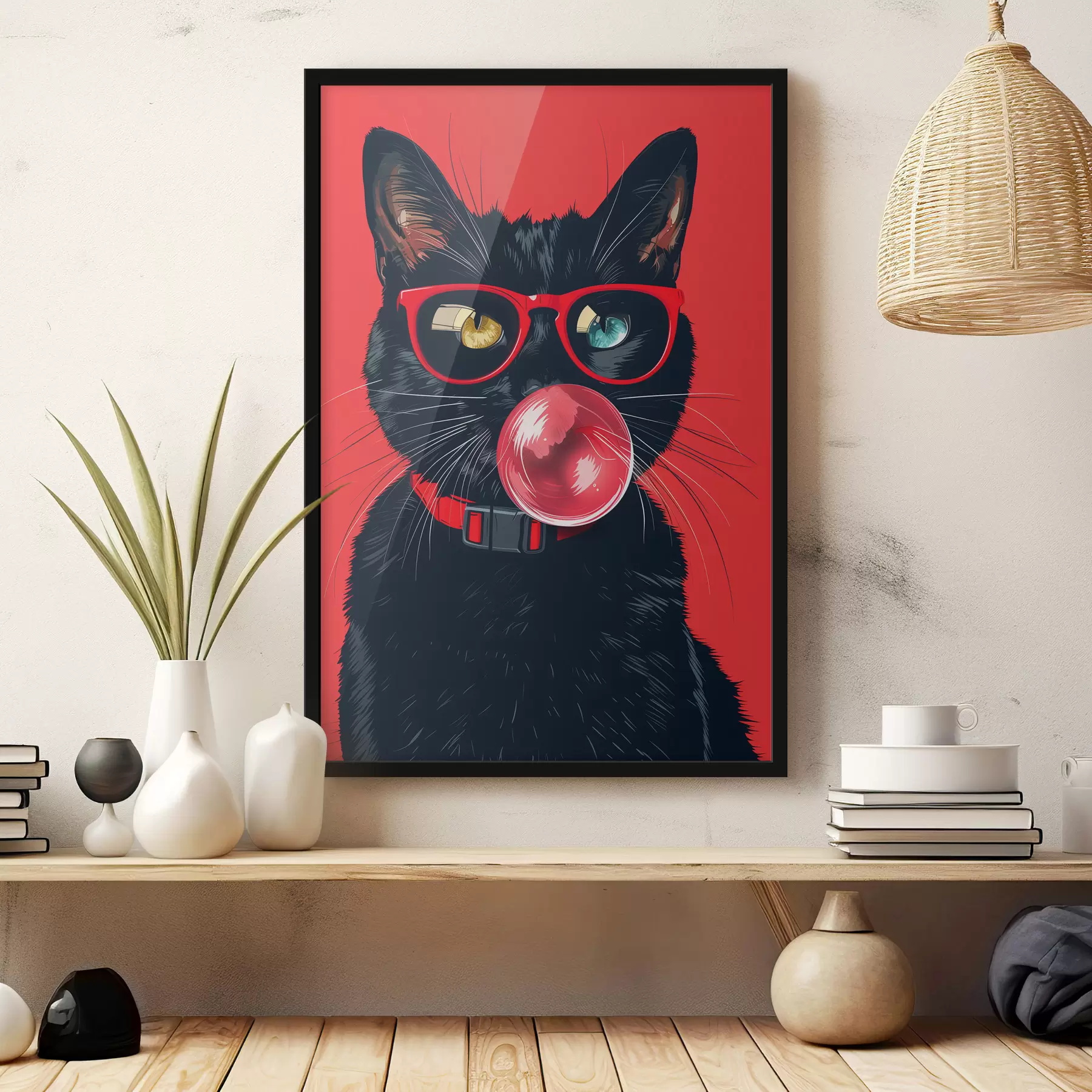 murales de pared Gato negro con gafas f39224