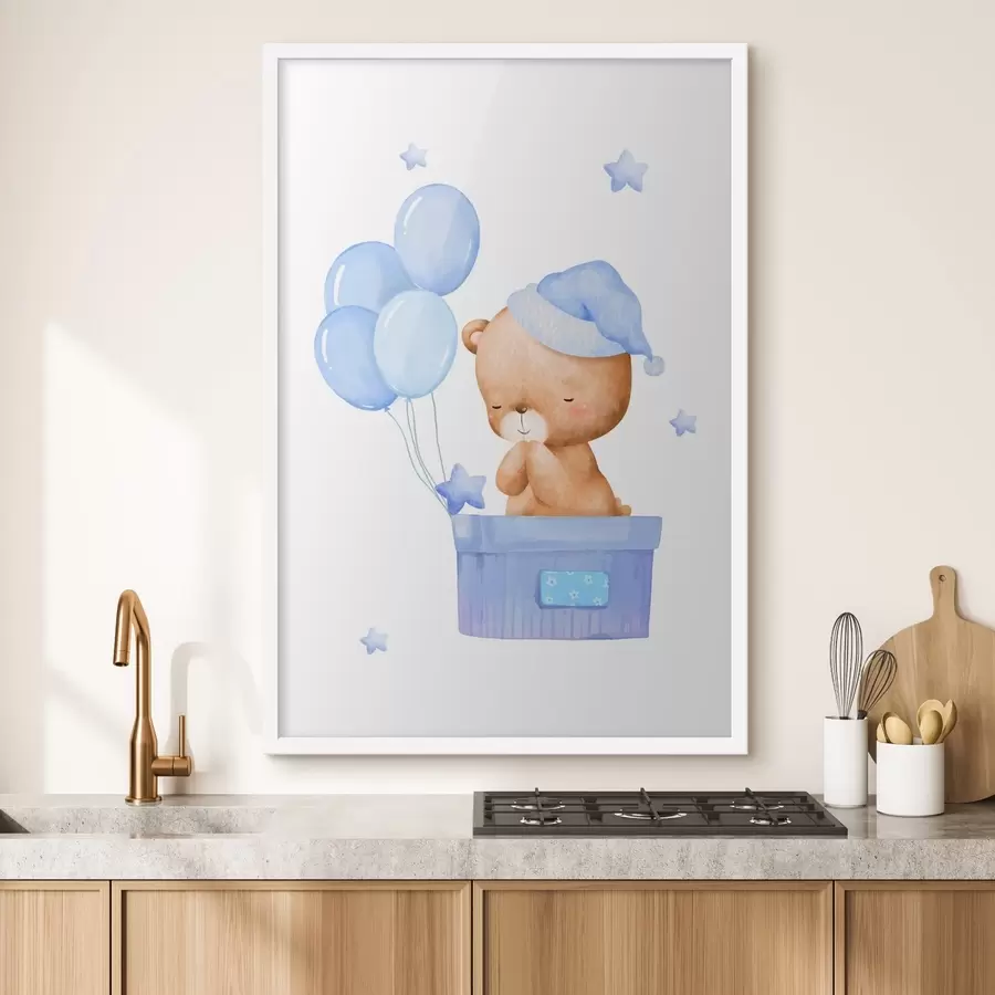 murales de pared Adorable oso con alegres globos f37918v1