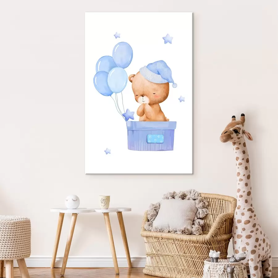 murales de pared Simpático oso con globos y estrellas s37918v1