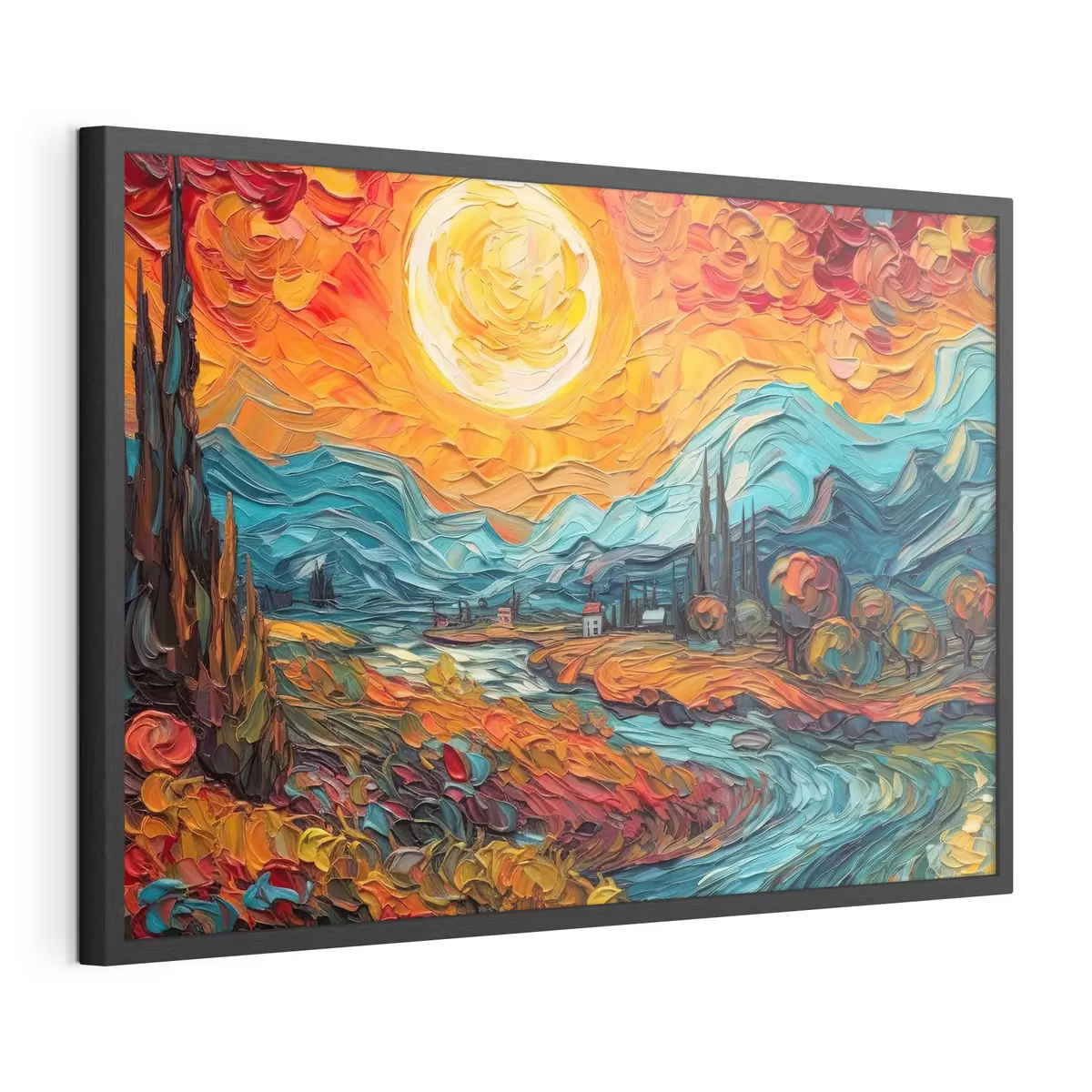 Poster Vibrante puesta de sol sobre un paisaje sereno f38057