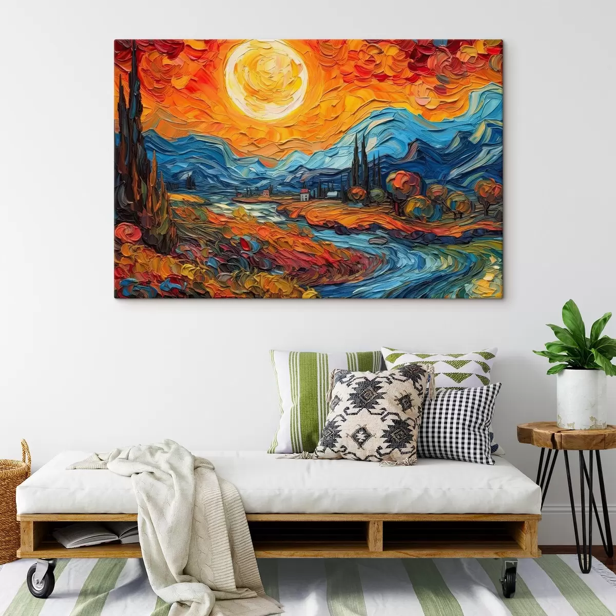 murales de pared Paisaje vibrante bajo un sol resplandeciente s38057