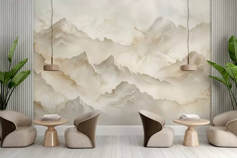 murales de pared Paisaje montañoso con abundantes rocas de estilo ónice melado w01279