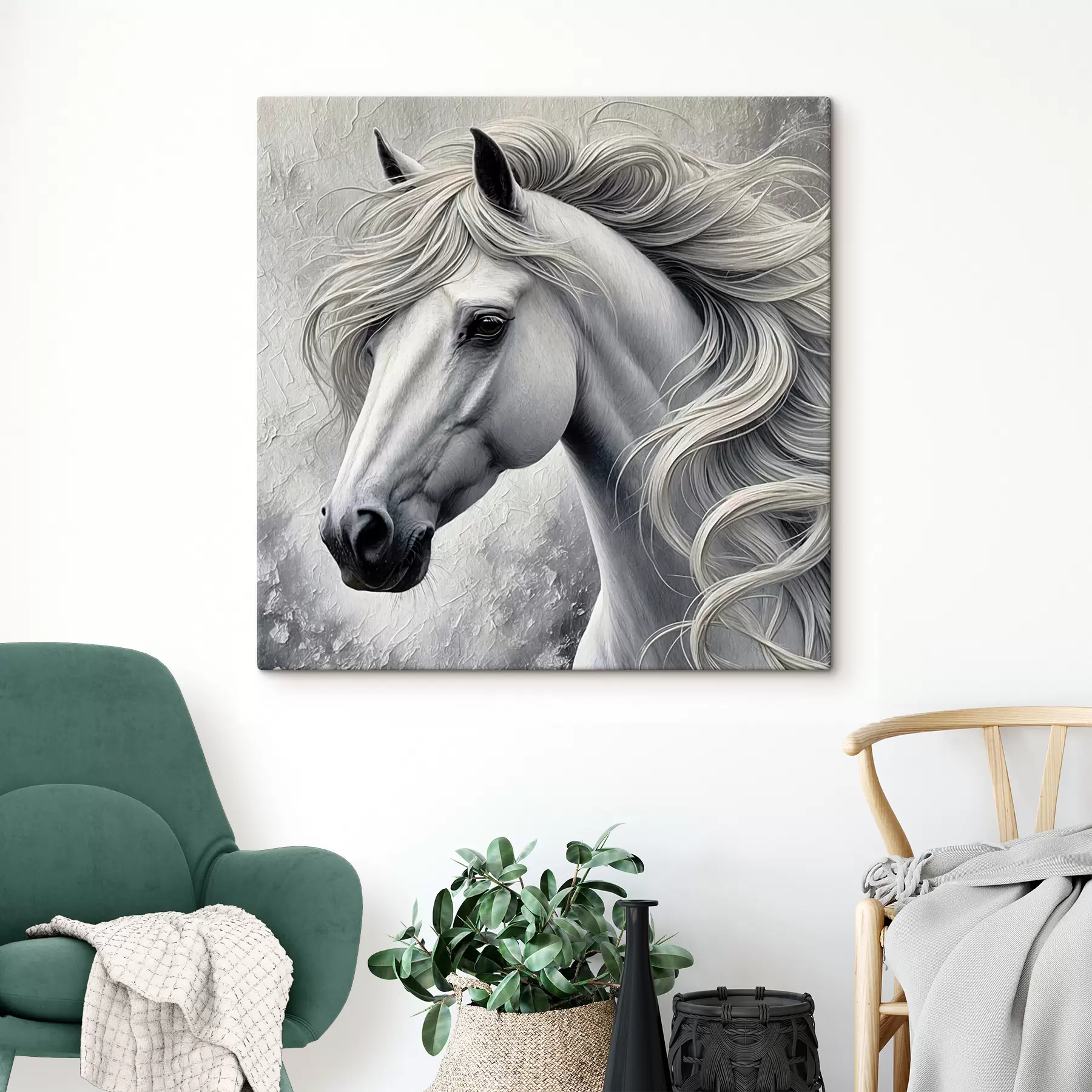 murales de pared Retrato de un caballo blanco s39489