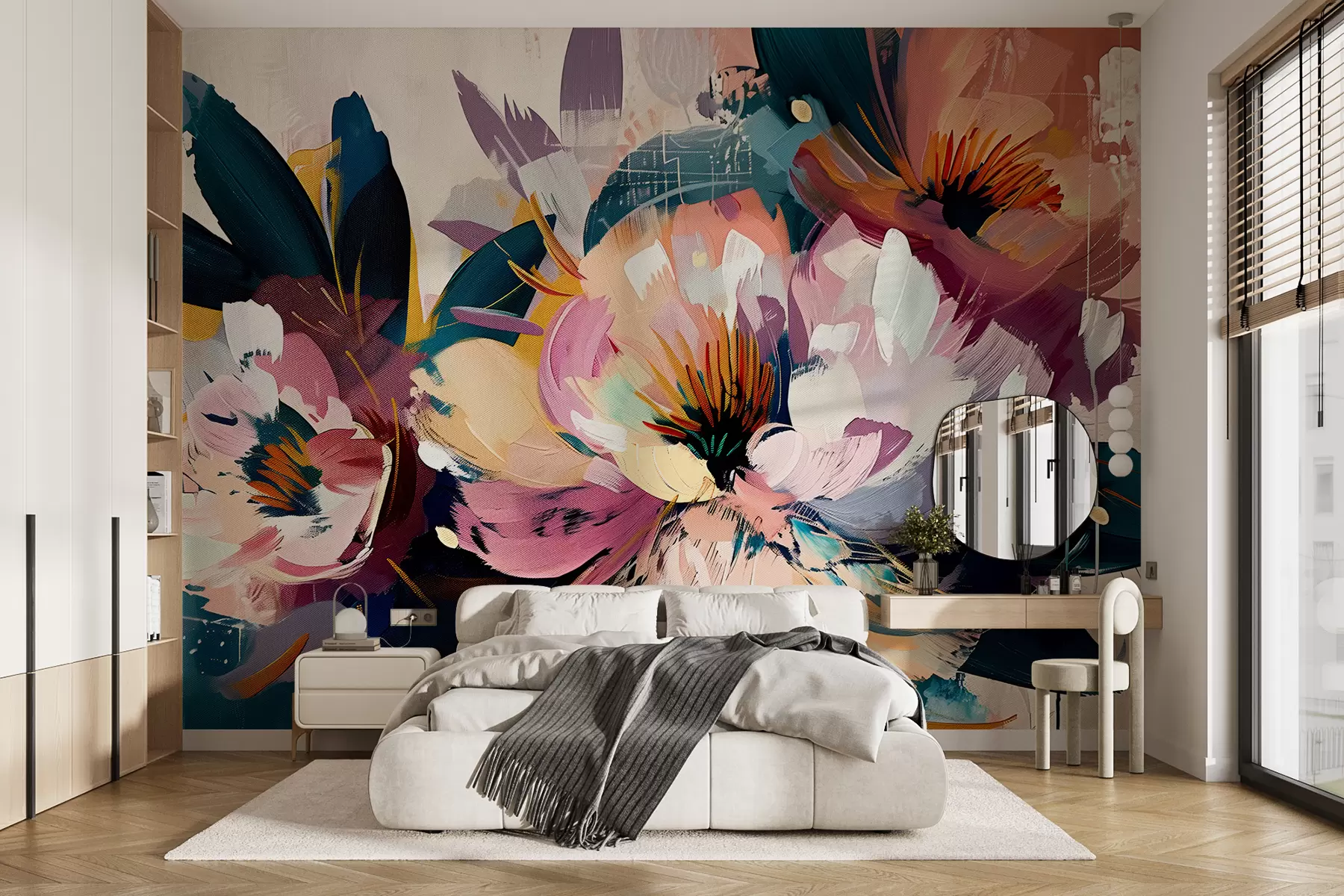 murales de pared Flores grandes pintadas al óleo w07940