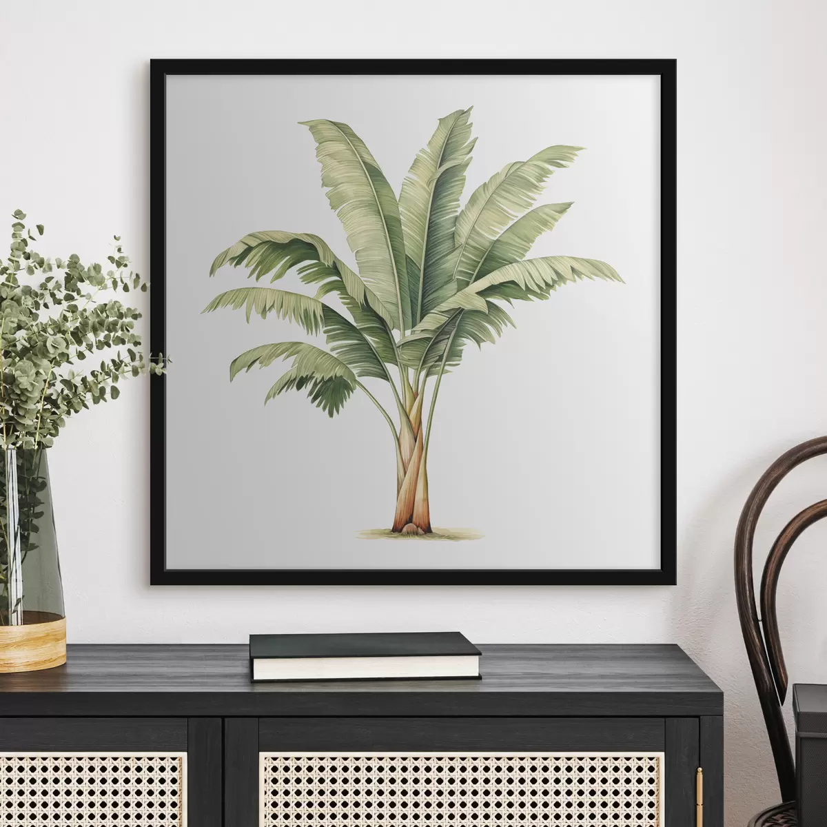 Poster Ilustración minimalista en acuarela de una palmera bananera f39562