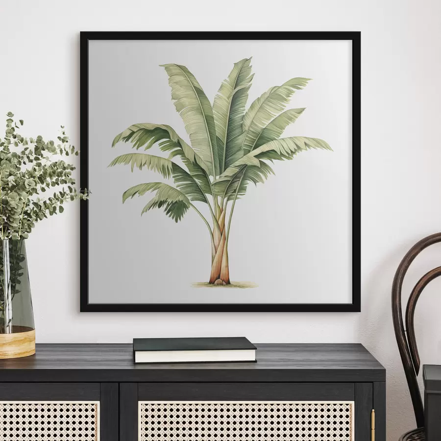 murales de pared Ilustración minimalista en acuarela de una palmera bananera f39562