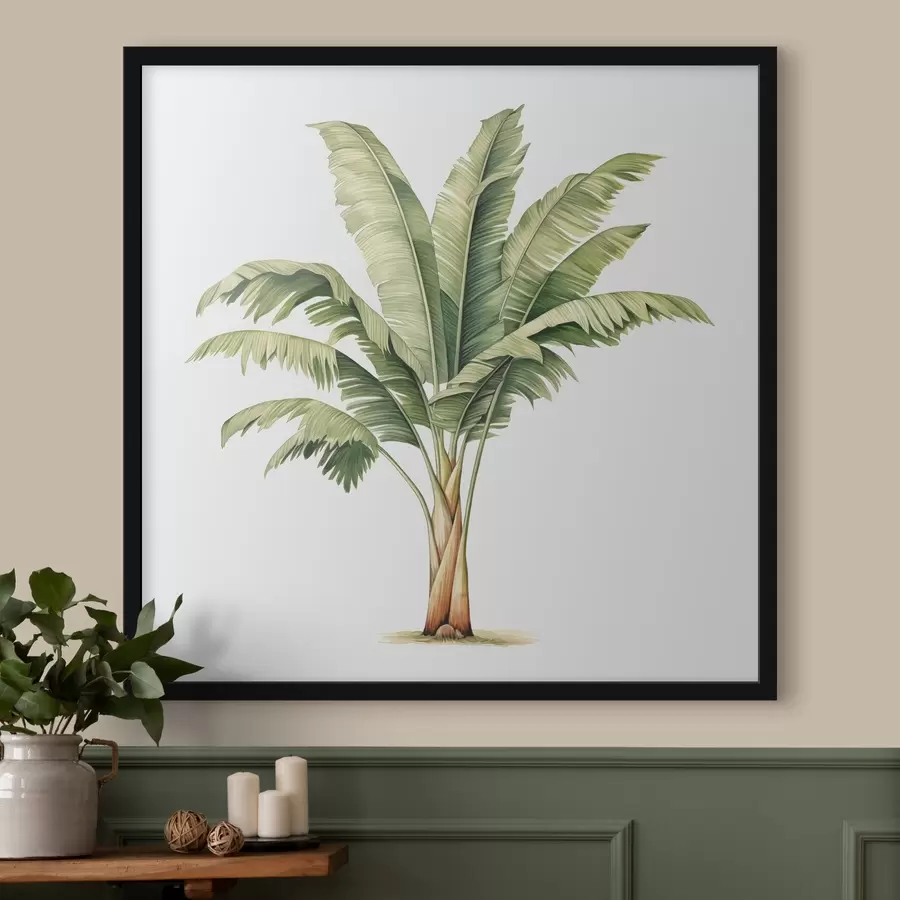 murales de pared Ilustración minimalista en acuarela de una palmera bananera f39562