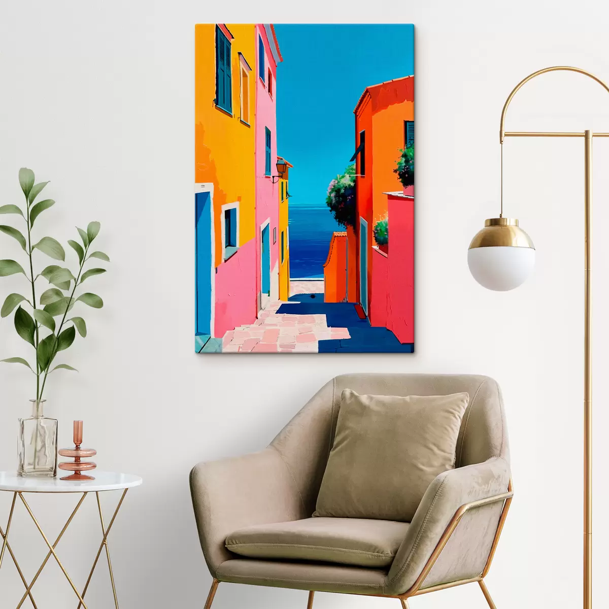 murales de pared Vista al mar y calle luminosa. s39582