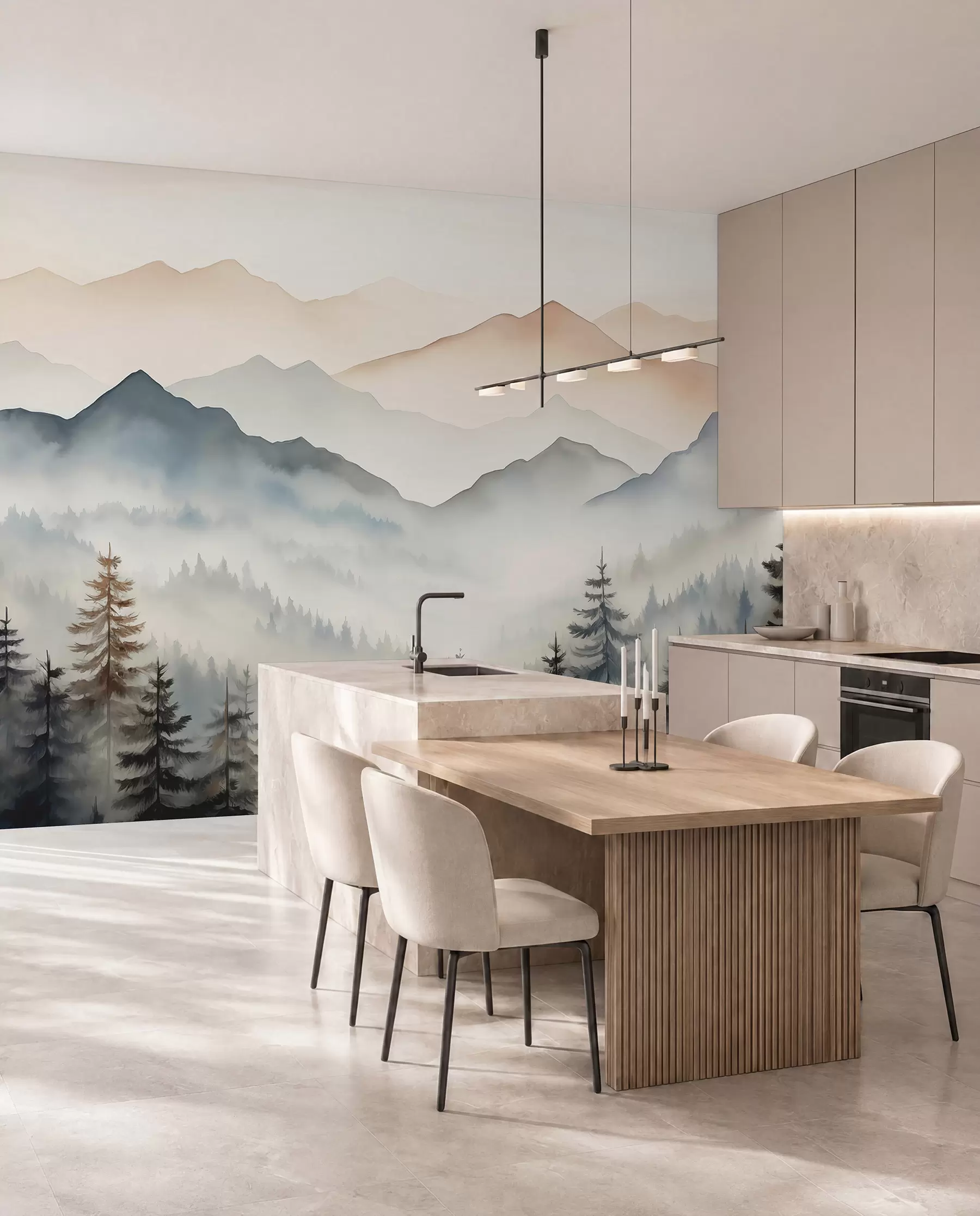 murales de pared Sierras tras el bosque w08024