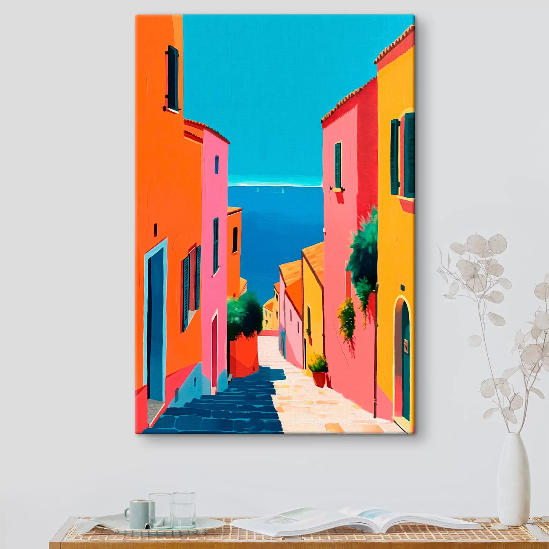 murales de pared Vista al mar y calle luminosa. s39579