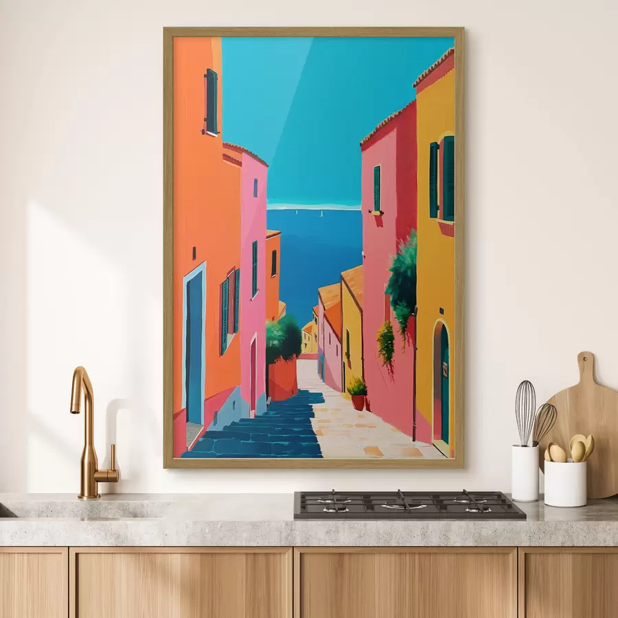 murales de pared Escaleras de colores al mar f39579