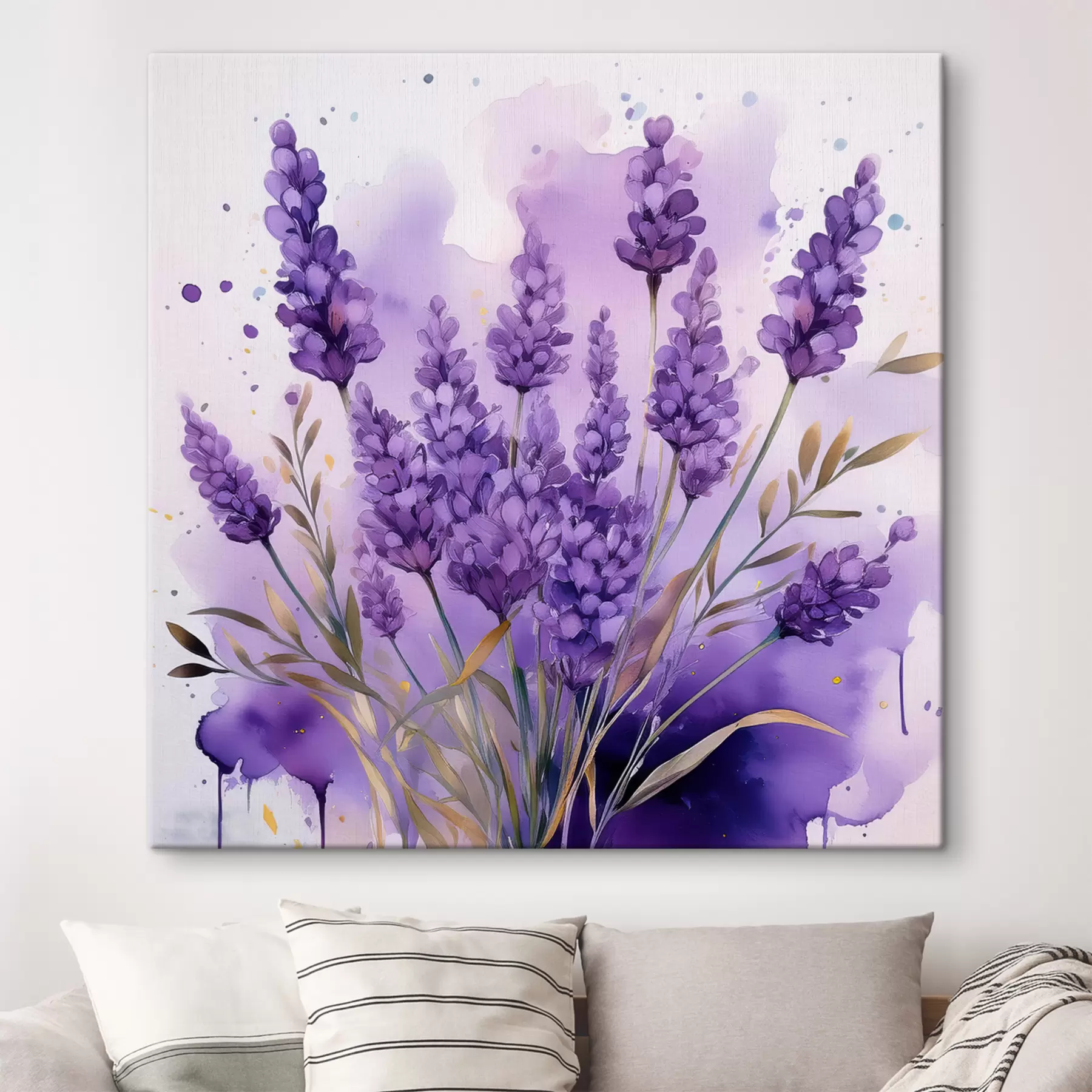 murales de pared flores de lavanda en acuarela s39621