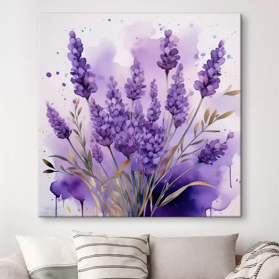murales de pared flores de lavanda en acuarela s39621