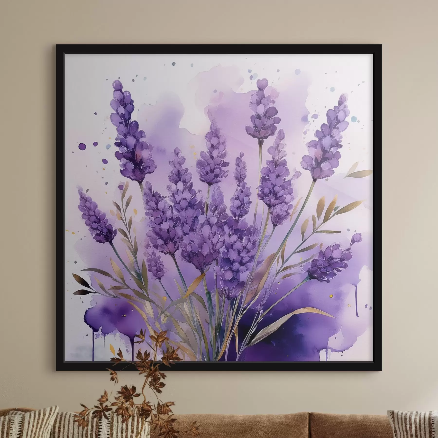 murales de pared flores de lavanda en acuarela f39621