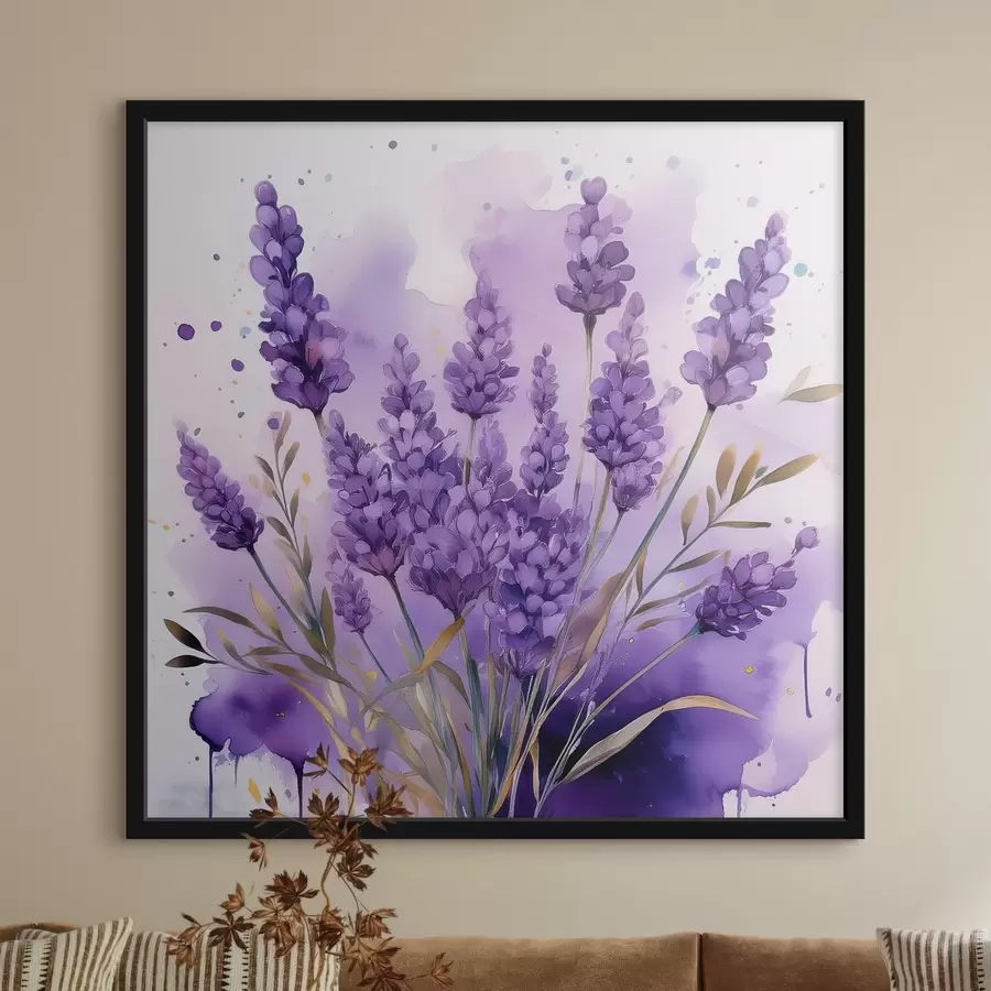 murales de pared flores de lavanda en acuarela f39621