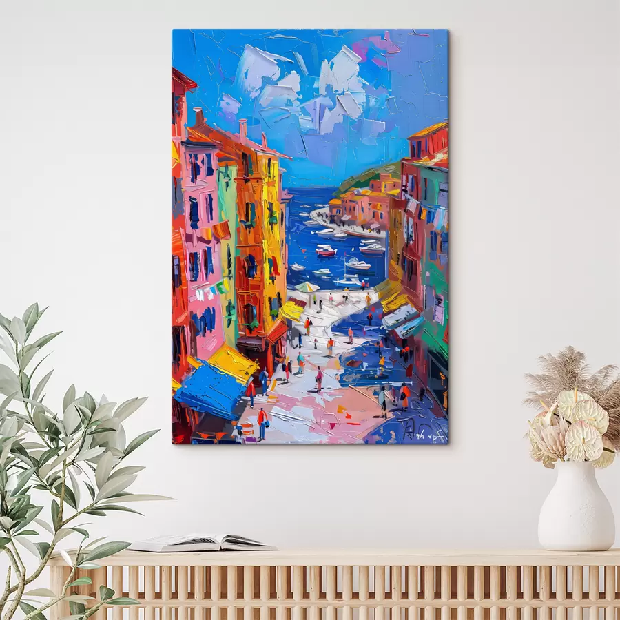 murales de pared Pueblo francés al anochecer: una impresión al estilo de Van Gogh s39627