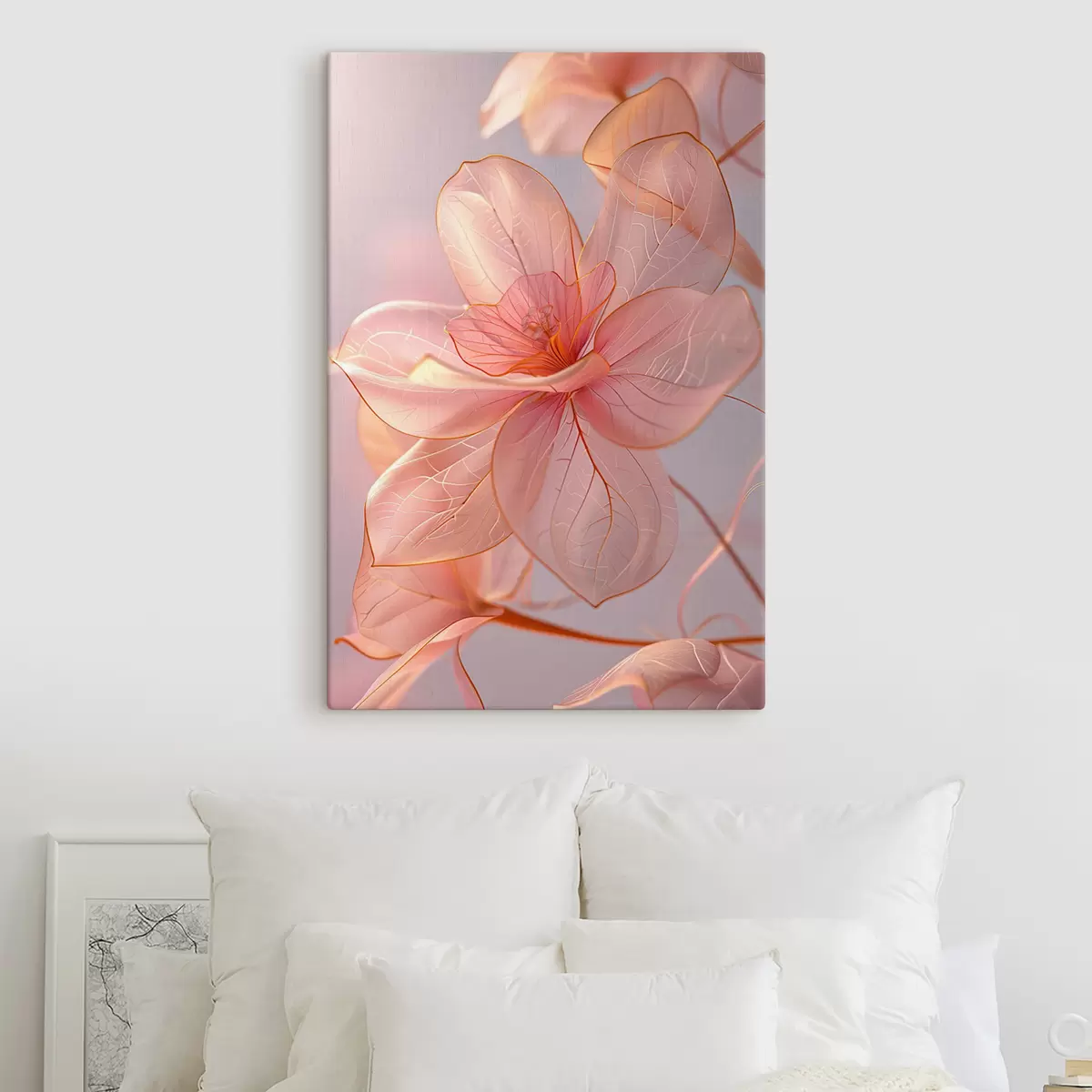 murales de pared Flores de color rosa suave con líneas suaves: minimalismo y detalles delicados. s39632