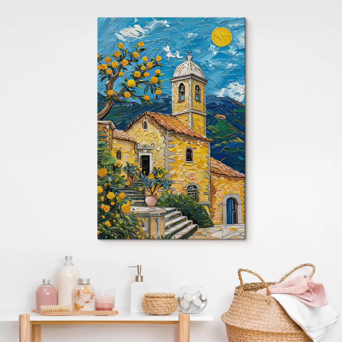 murales de pared Simone Wunderlich: un pueblo francés bajo una impresionante luz nocturna s39656