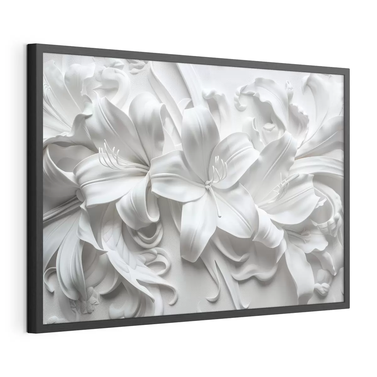 Poster Relieve 3d blanco de lirios esculpidos f39654