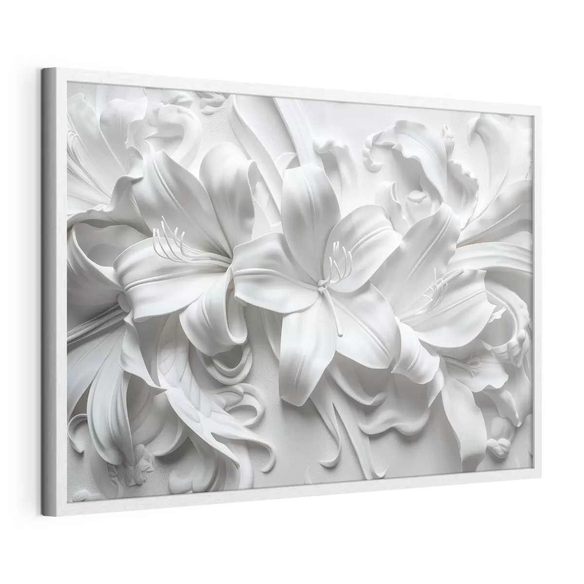 Poster Relieve 3d blanco de lirios esculpidos f39654