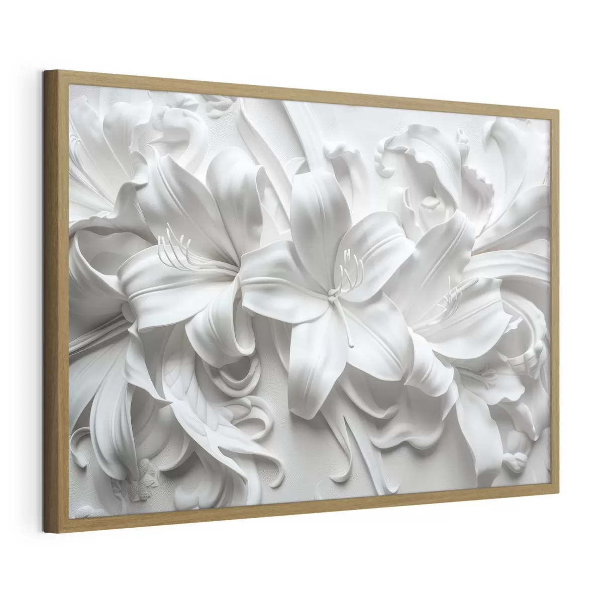 Poster Relieve 3d blanco de lirios esculpidos f39654
