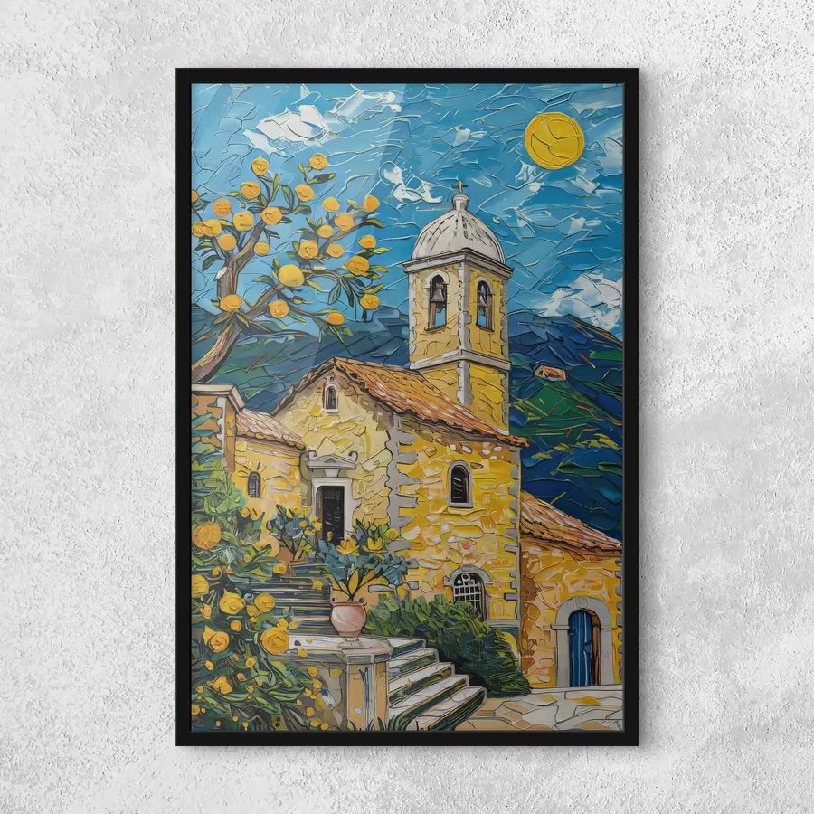 murales de pared Simone Wunderlich: un pueblo francés bajo una impresionante luz nocturna f39656