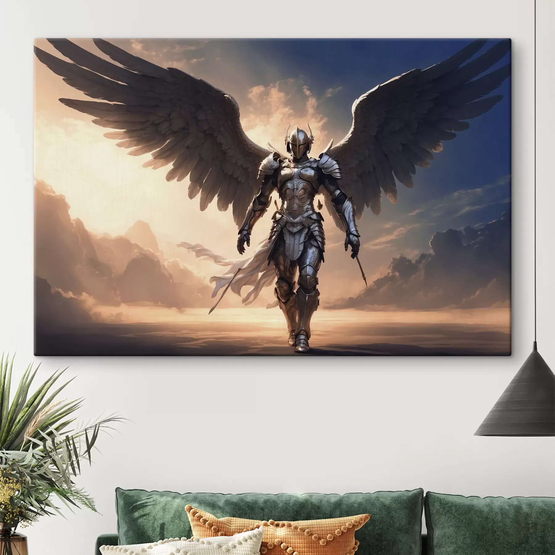 murales de pared ángel con armadura s39595