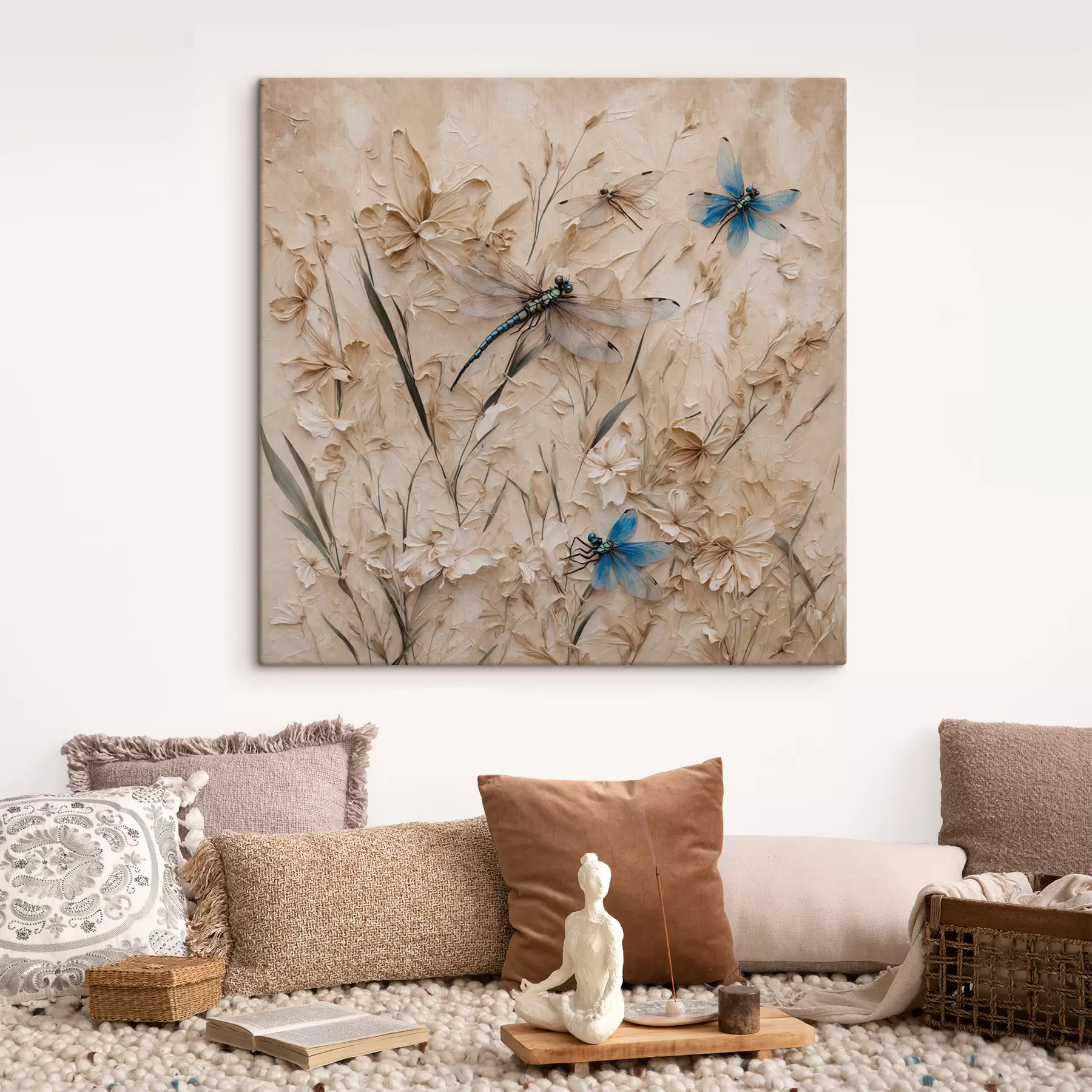 murales de pared Libélulas sobre fondo beige abstracto s39600