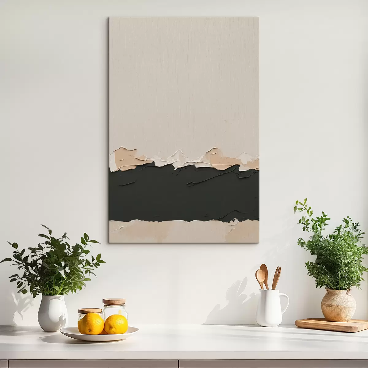 murales de pared Cuadro abstracto con colores blanco y negro. s39609