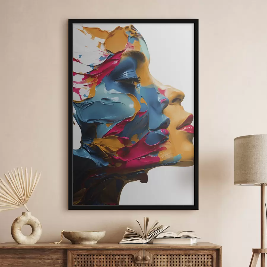 murales de pared Rostro de mujer con colores al óleo. f39591