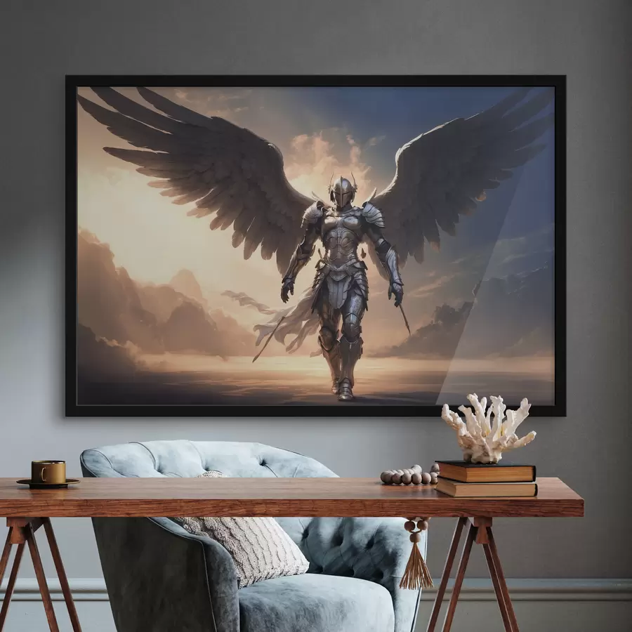 murales de pared ángel con armadura f39595