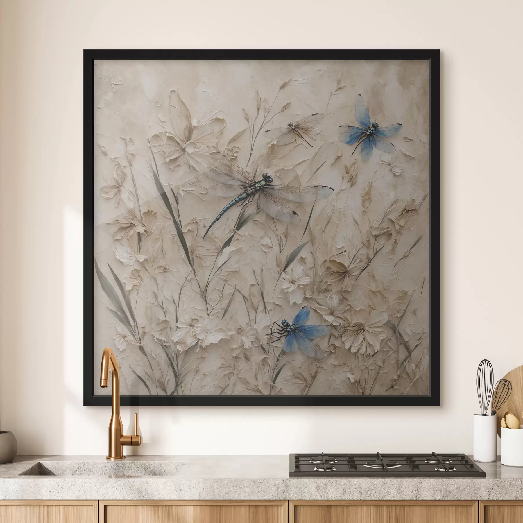 murales de pared Libélulas sobre fondo beige abstracto f39600