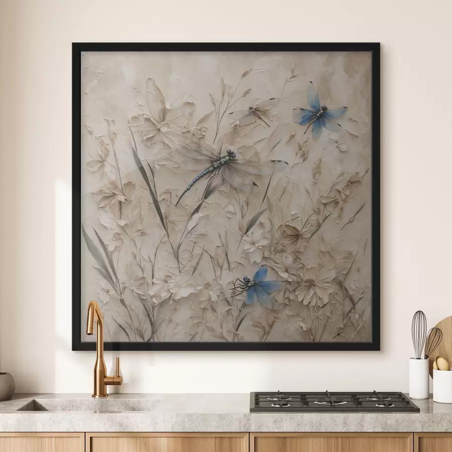 murales de pared Libélulas sobre fondo beige abstracto f39600