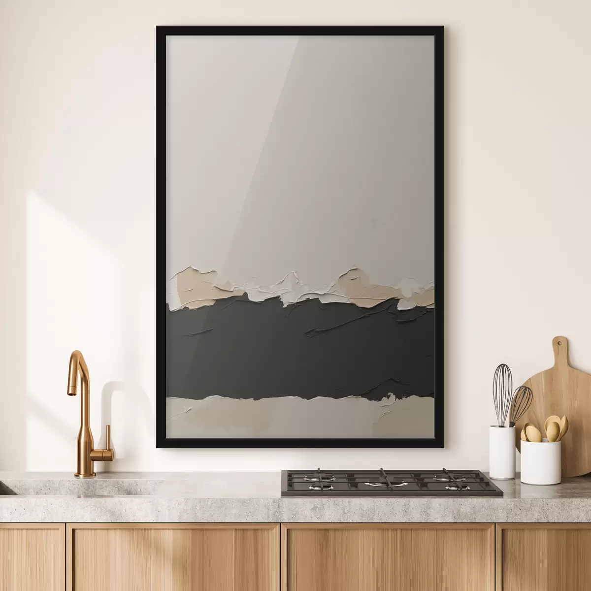 Poster Cuadro abstracto con colores blanco y negro. f39609