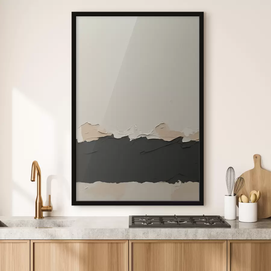 murales de pared Cuadro abstracto con colores blanco y negro. f39609