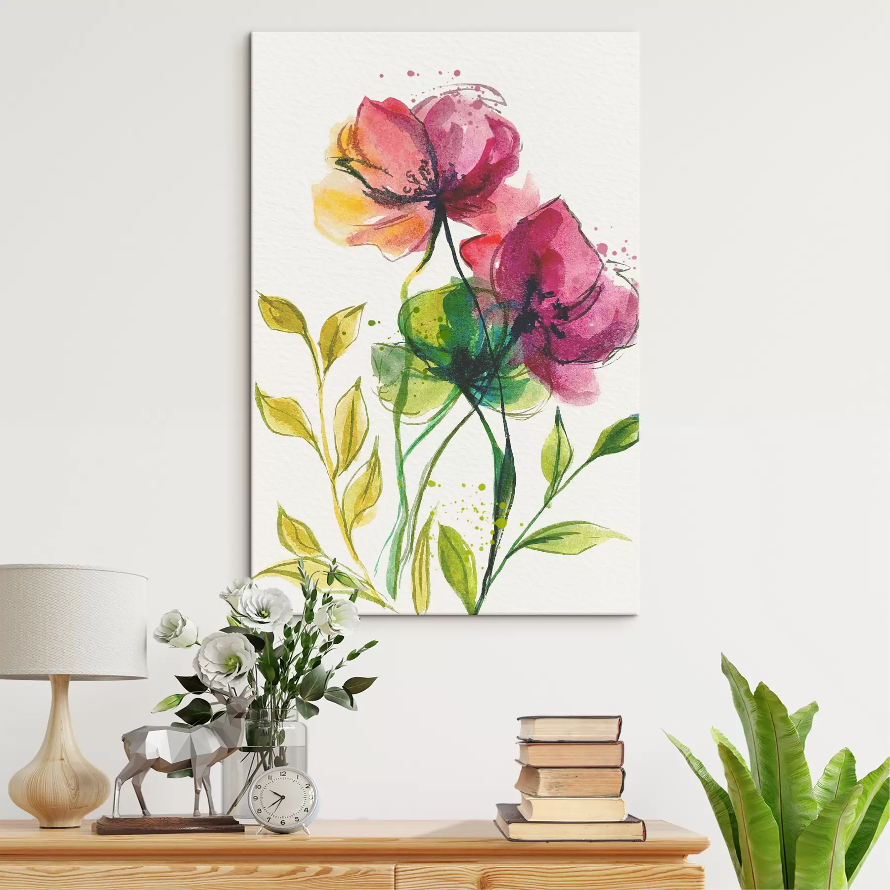 murales de pared Hermosas flores de acuarela s39768