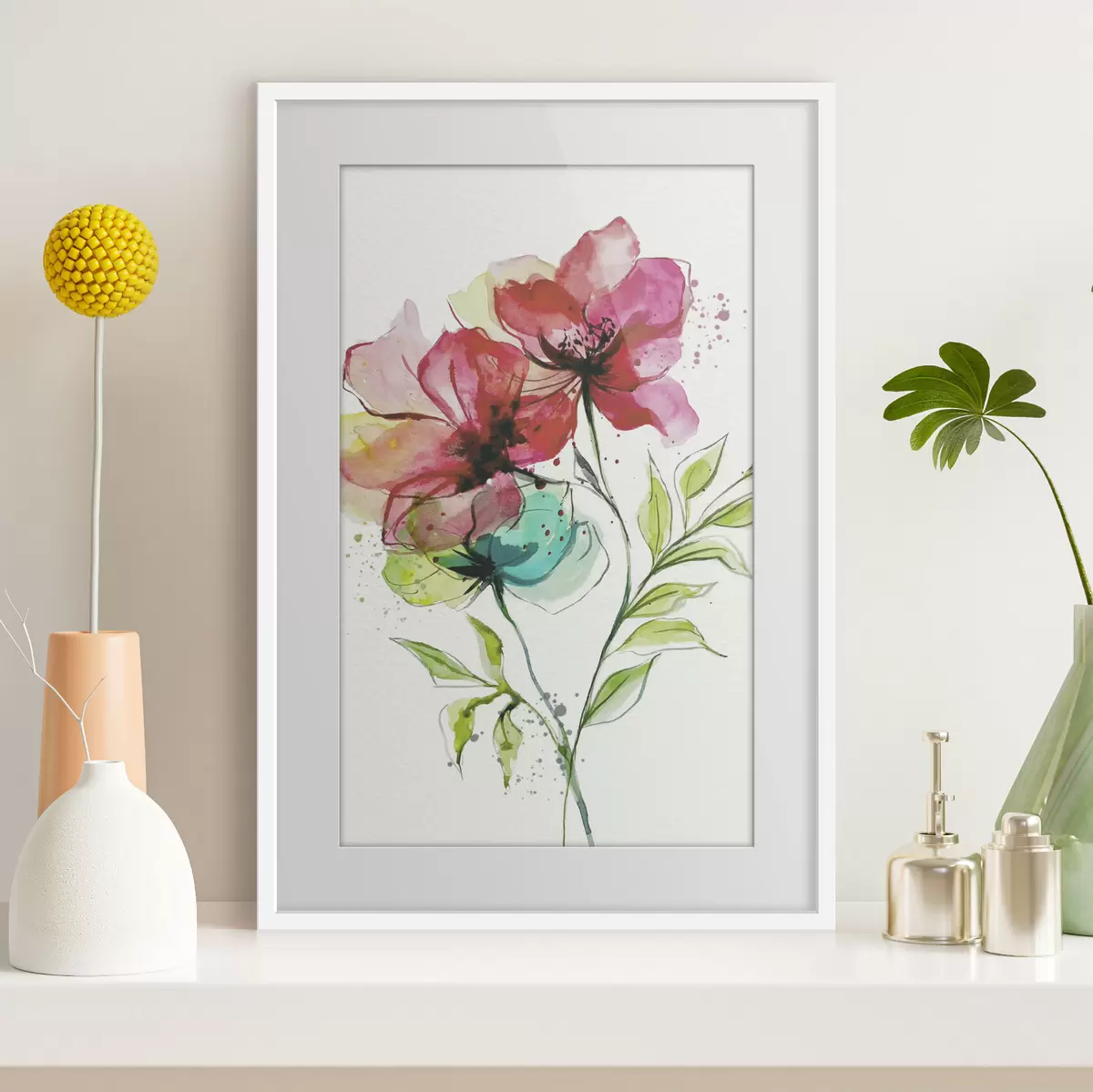 Poster Suaves flores de acuarela f39767