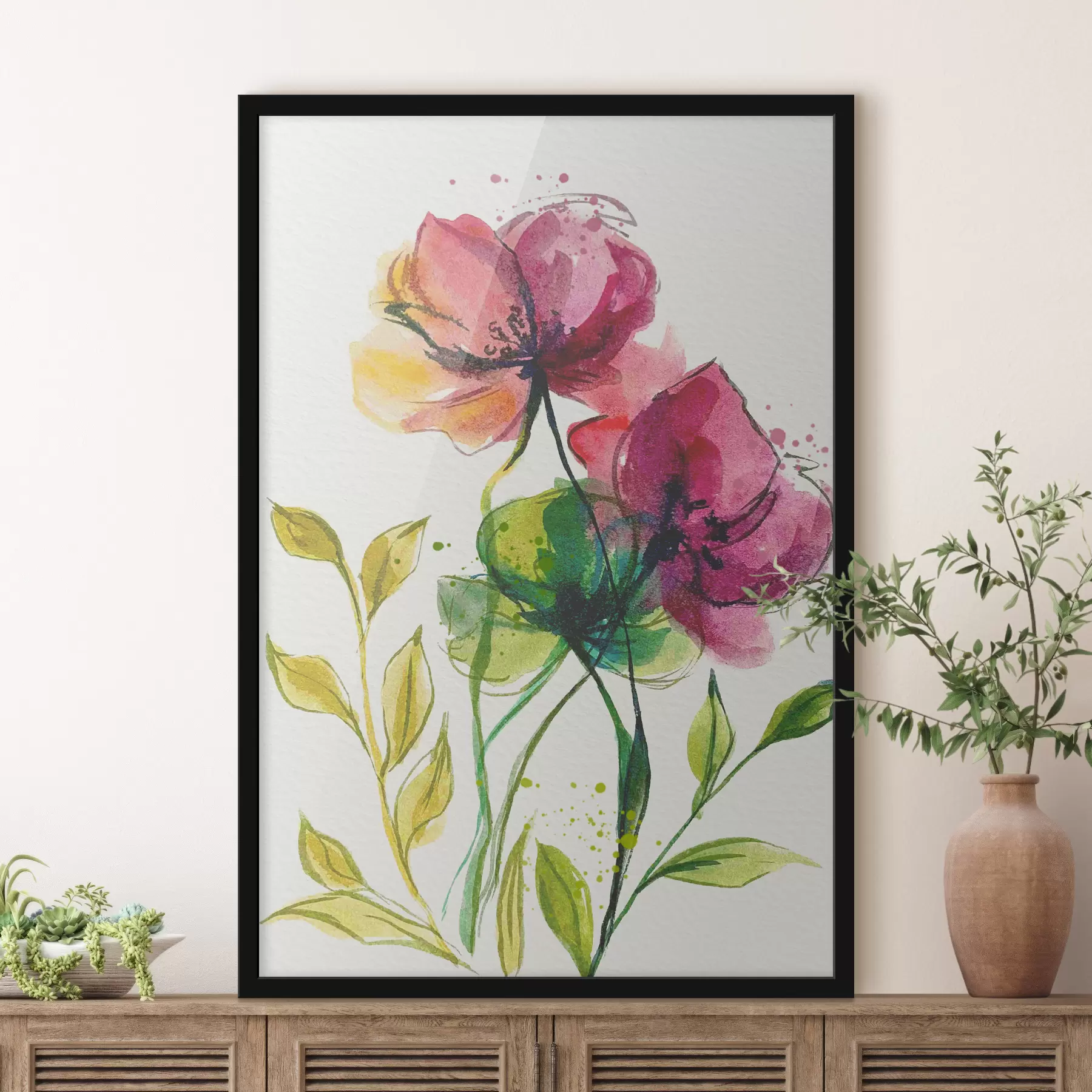 murales de pared Hermosas flores de acuarela f39768