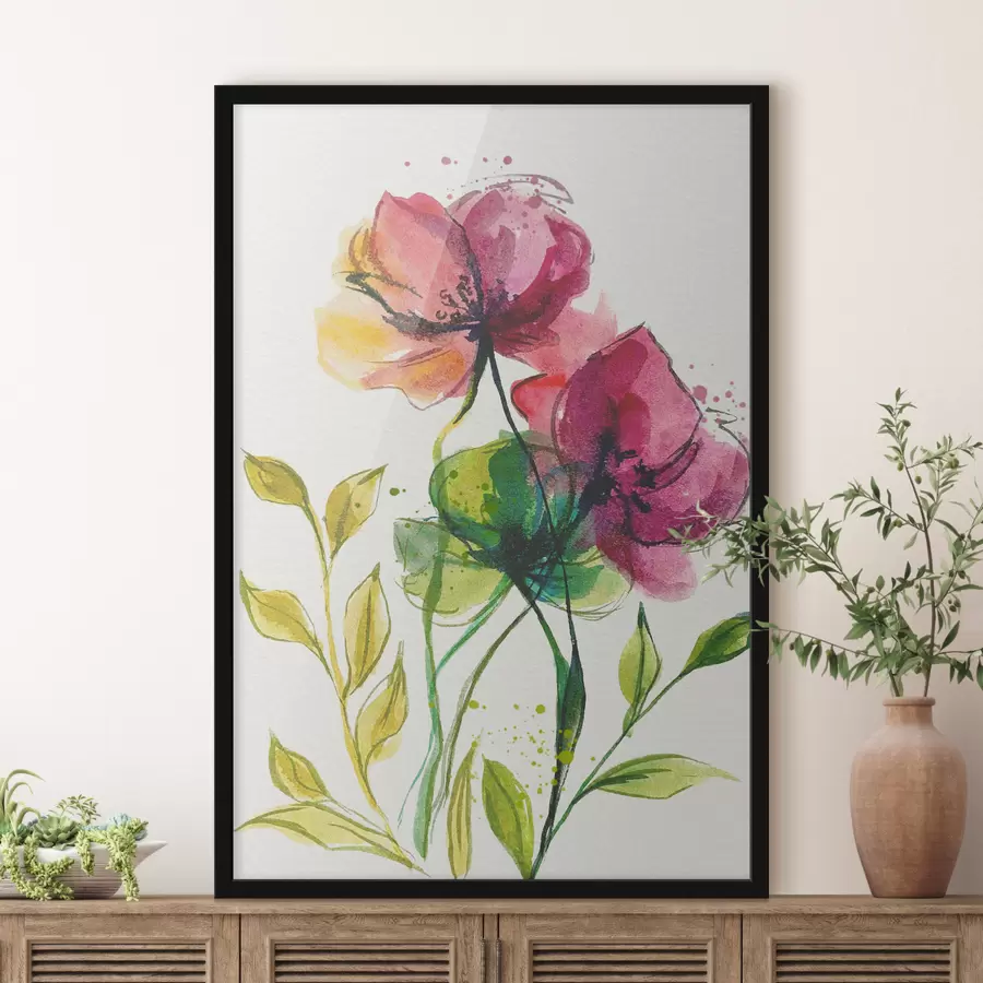 murales de pared Hermosas flores de acuarela f39768