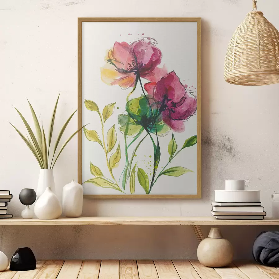 murales de pared Hermosas flores de acuarela f39768