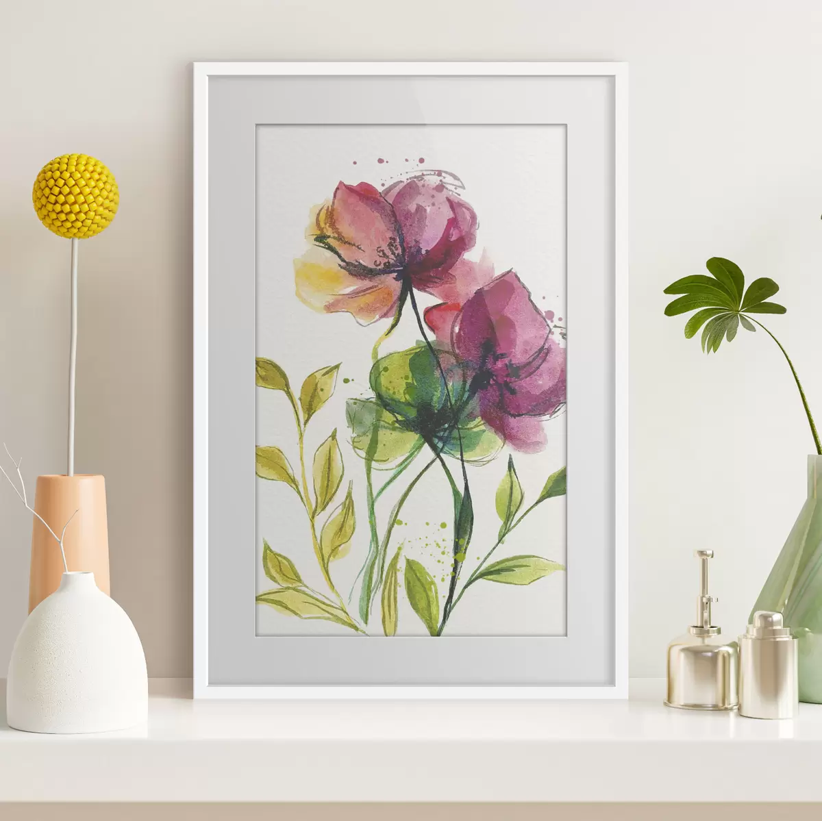 Poster Hermosas flores de acuarela f39768