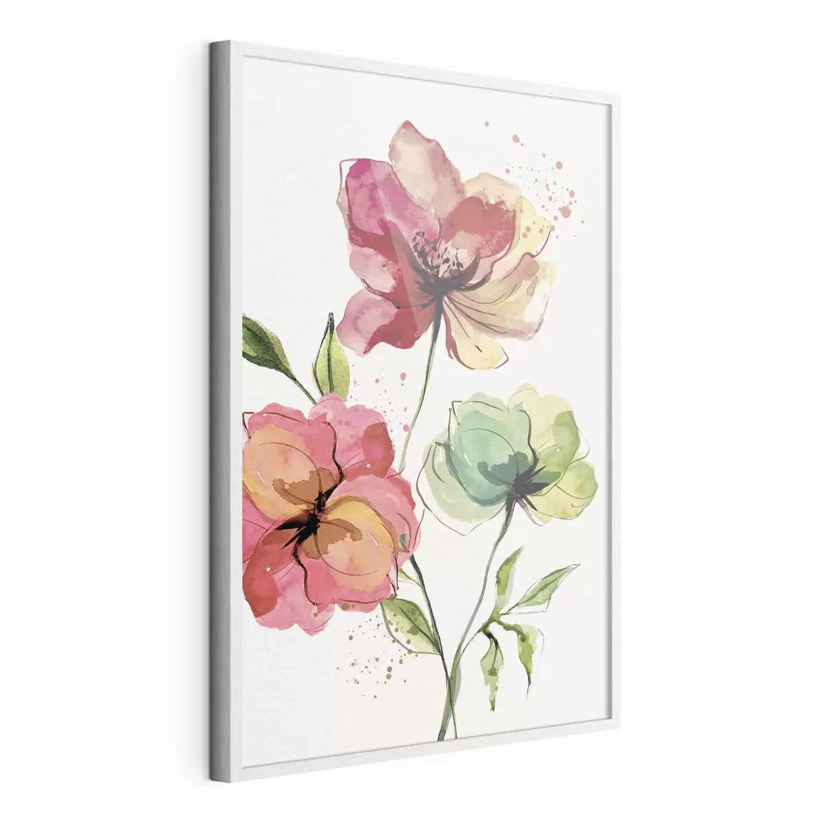 Poster Flores de acuarela con salpicaduras de pintura f39769