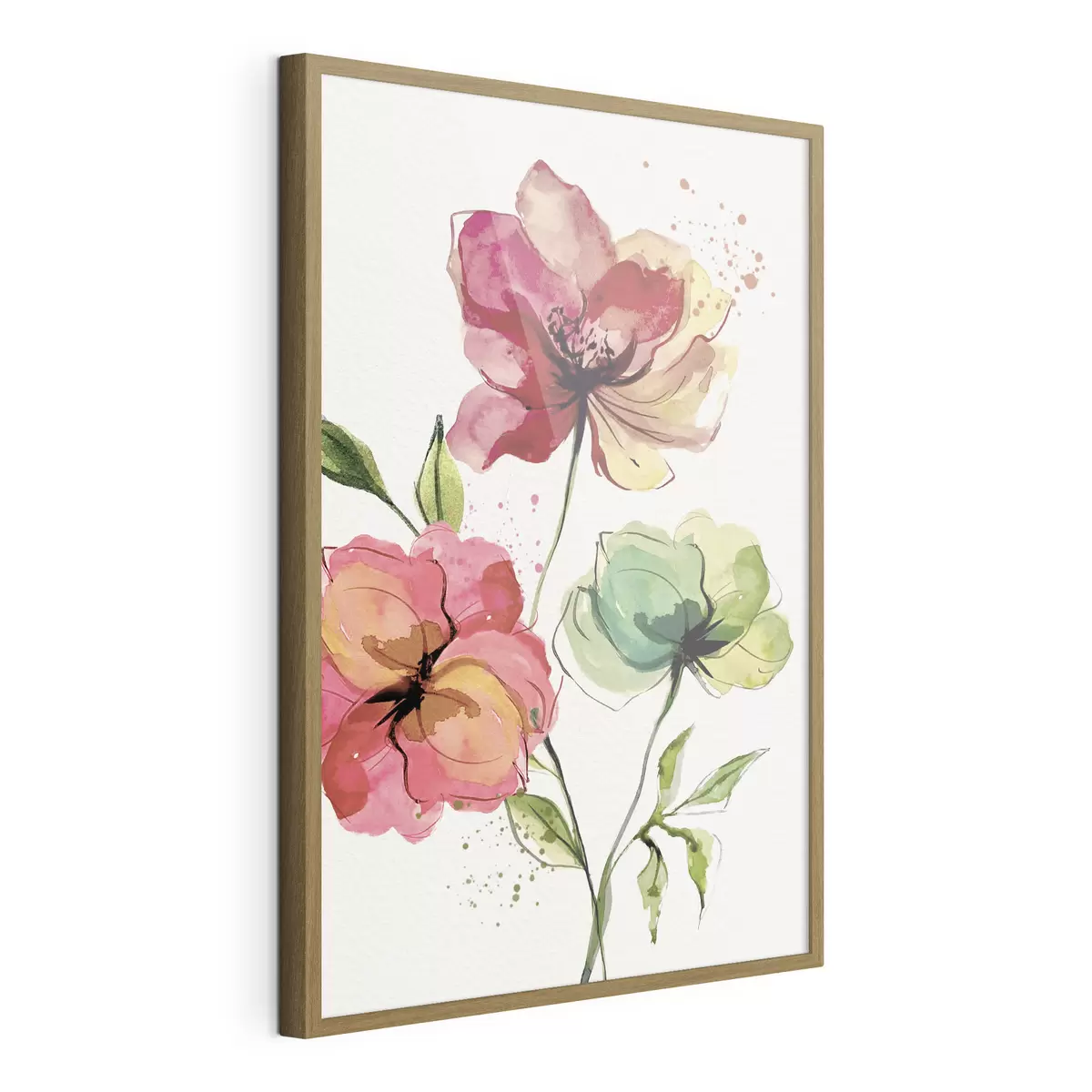 Poster Flores de acuarela con salpicaduras de pintura f39769