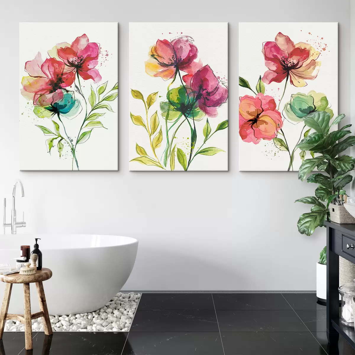 murales de pared Suaves flores de acuarela con toques de pintura. m00340