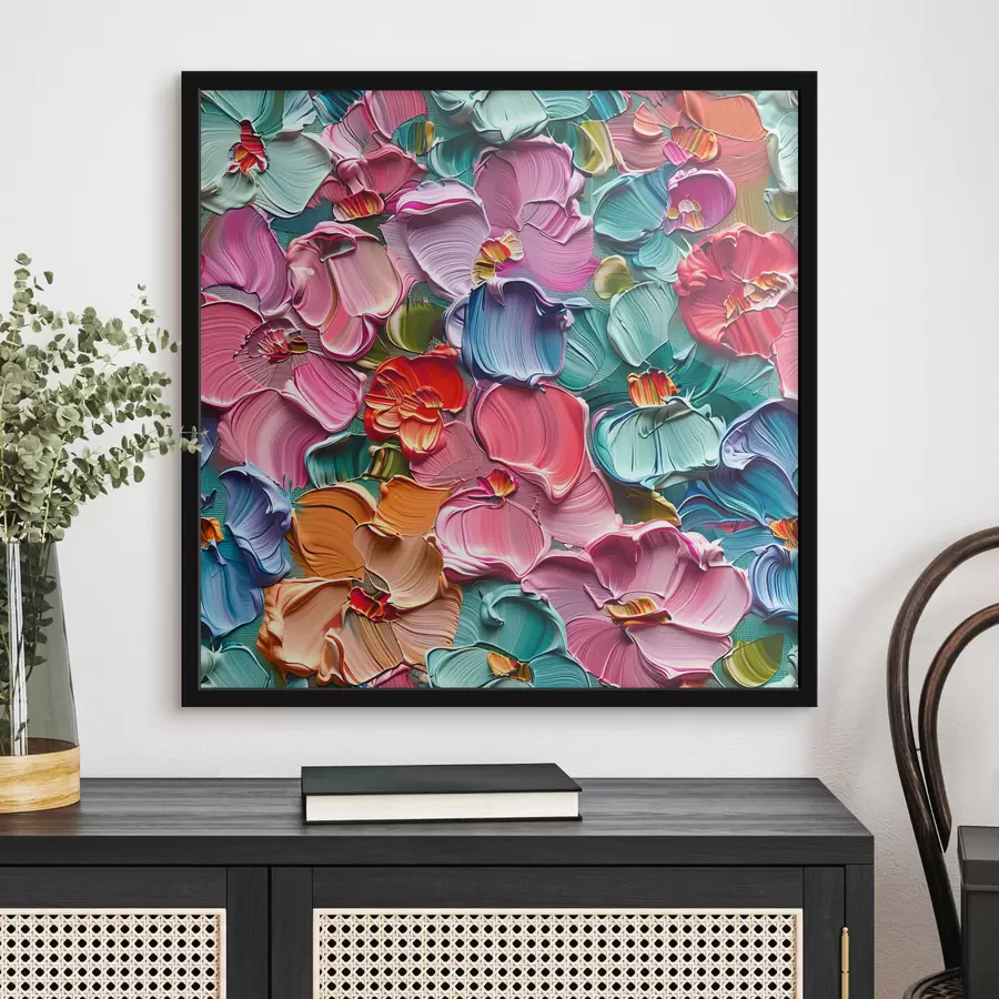 murales de pared Composición floral acrílica con pinceladas" f39736