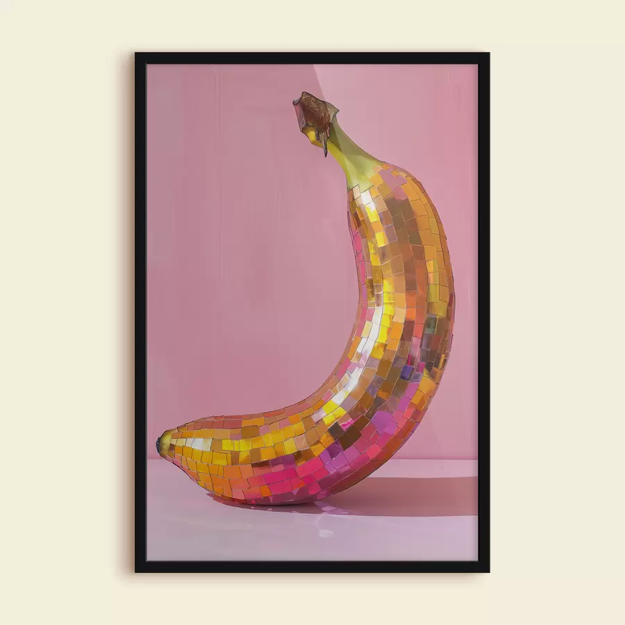 murales de pared Bola de discoteca banay pintada al óleo con fondo rosa pastel claro f39766