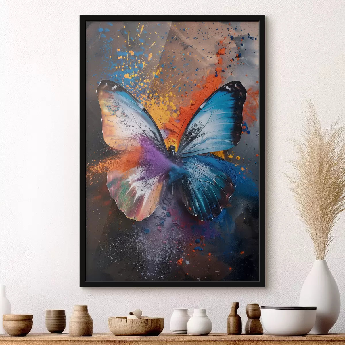 Poster Mariposa grande sobre un fondo abstracto f39801